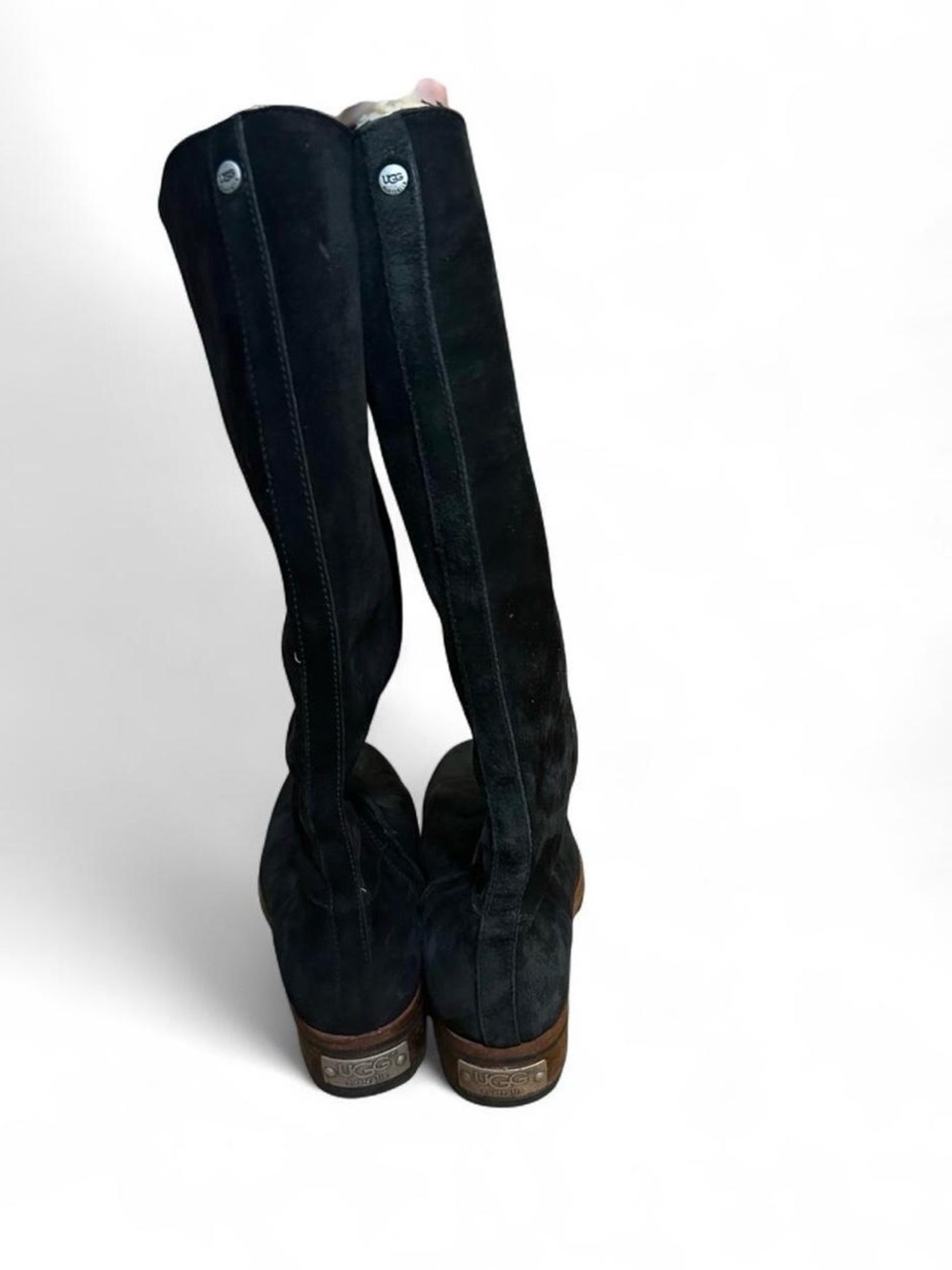 Vintage UGG Australia Broome 5518 Black Suede Shearling Knee High Boots 8.5 - Picture 2 of 6